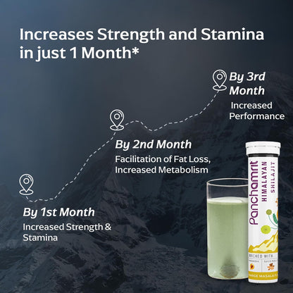 Panchamrit Pure Himalayan Shilajit Effervescent Tablets | 600mg Shilajeet Supplement for Men & Women | Stamina & Energy Booster | 100% Ayurvedic | Ashwagandha, Safed Musli |15 Tablets, Pack of 4