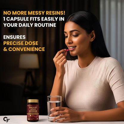 Carbamide Forte Shilajit Gold Capsules For Women With Pure Shilajeet Swarna Bhasma, Saffron & Ashwagandha | Himalayan Shilajit for Women | Shilajeet Gold Original | 60 Veg Capsules (Pack of 3)