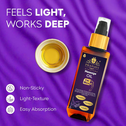 Premium Massage Oil for Men, 100ml | Strength & Energy Booster Oil | Pure & Natural Ingredients | No Side Effects | External Use Only