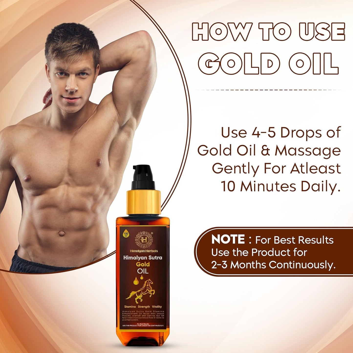 Sutra Gold Oil | Premium Massage Oil for Men | Natural Strength & Stamina Oil | For External Use Only | No Side Effects | Pack Of 1 (100ml Massage Oil)