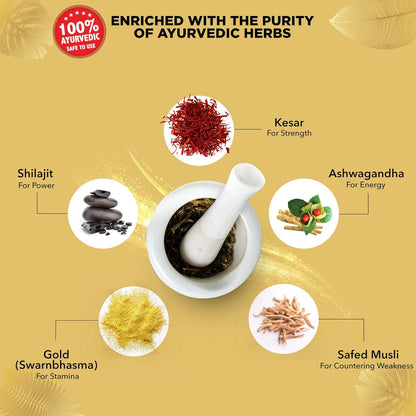 DABUR Shilajit Double Gold-10 Capsules|2X Stamina&Strength|100% Ayurvedic Capsules For More Strength,Power,Energy&Stamina|Helps In Countering Weakness|Premium Vitality Ayurvedic Supplement|For Men