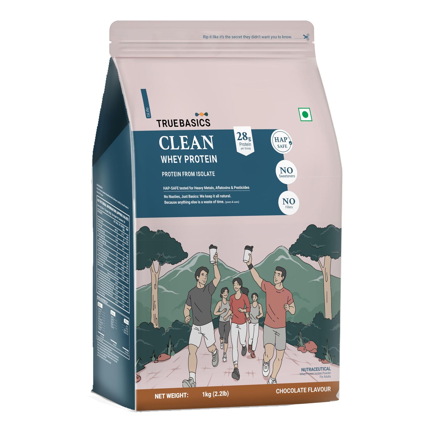TrueBasics Clean Whey 100% Protein Isolate Powder (Vanilla, 1kg) | 30g Protein per Scoop