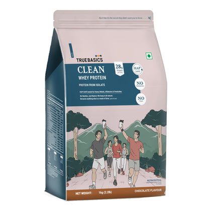TrueBasics Clean Whey 100% Protein Isolate Powder (Vanilla, 1kg) | 30g Protein per Scoop