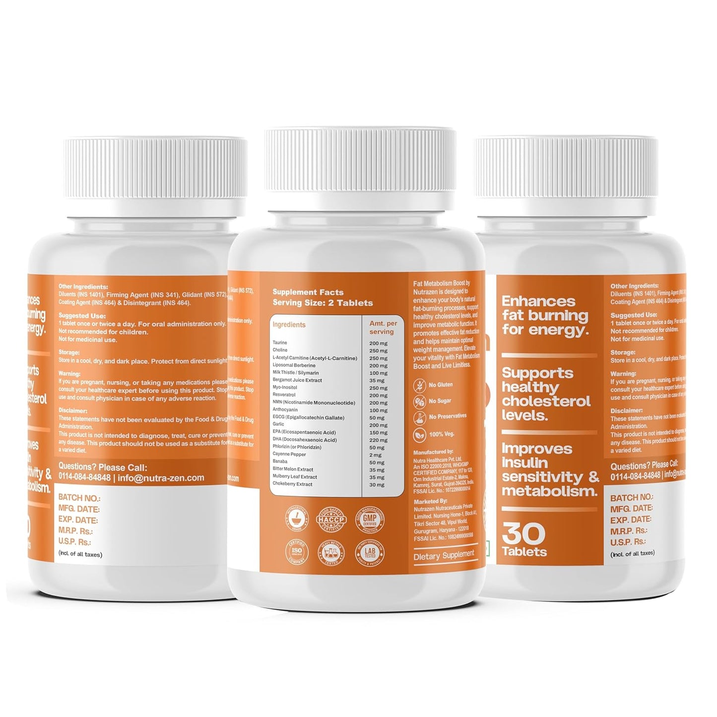 Fat Metabolism Boost - 20 Plant Based Ingredients | Resveratrol, NMN, Berberine, Silymarin, EGCG, EPA, DHA, Taurine, Cayenne Pepper, Banaba, Garlic, Bitter Melon, Bergamot Juice Extracts