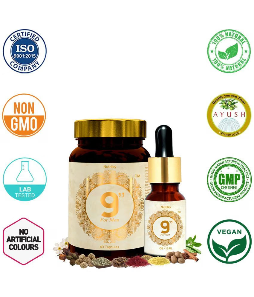 Nutriley Penis Enhancement Capsules + Oil | Strength & Stamina | 40 + 15ml