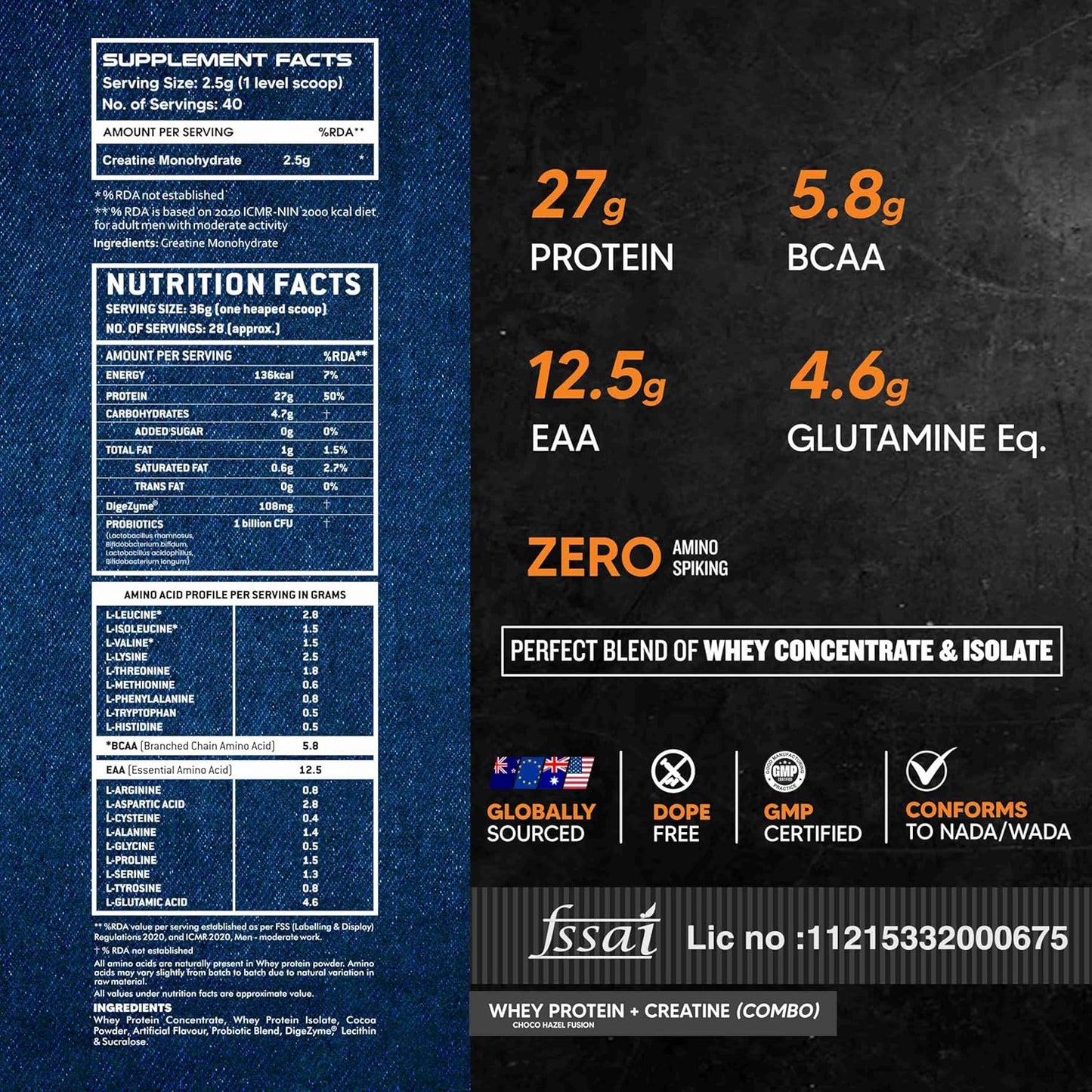 ATOM Whey Protein Double Rich Chocolate 1kg+ AS-IT-IS Creatine 100g (Combo Pack)