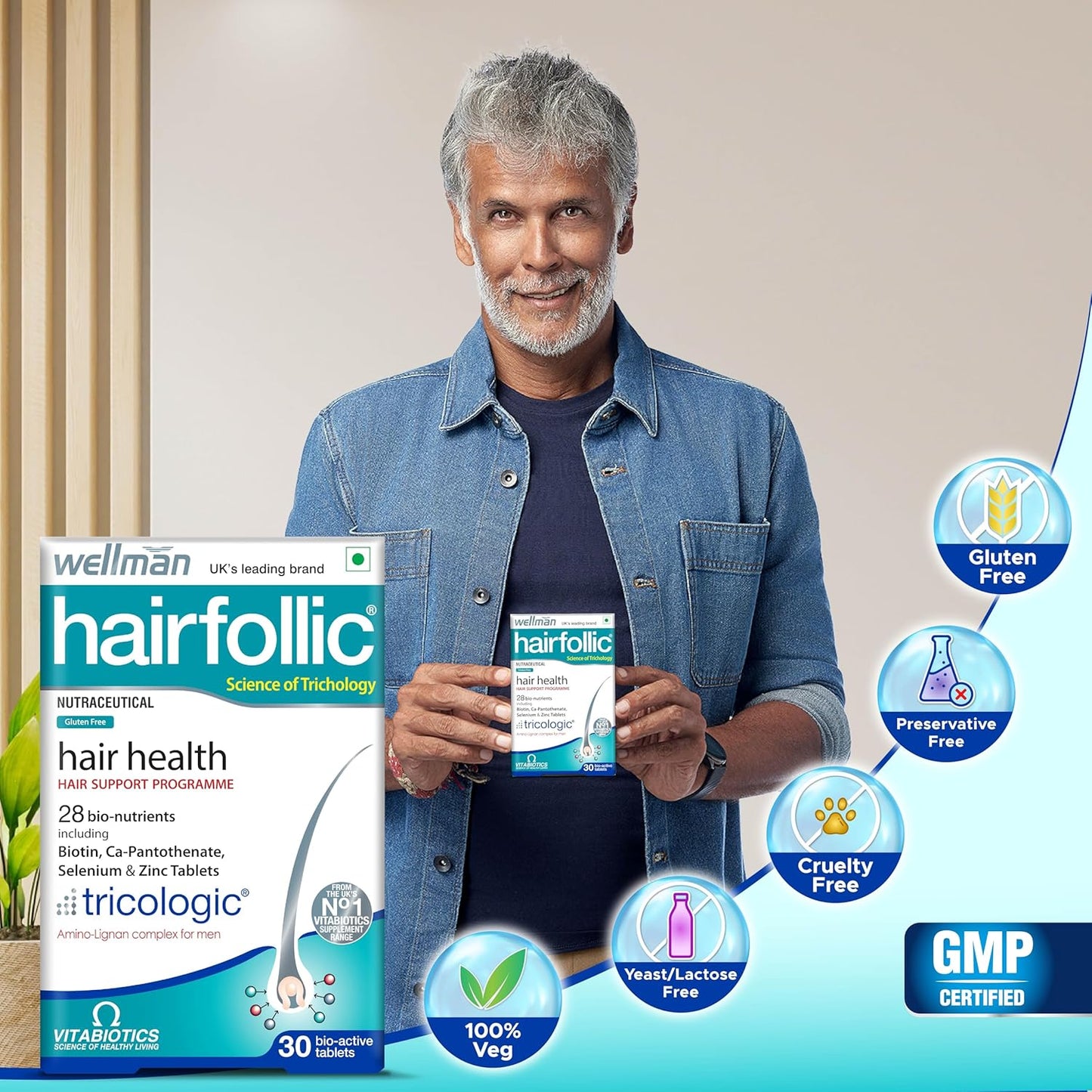 wellman Hairfollic Hair Supplements For Men - Advanced Hair Nutrition With Tricological Amino-Lignan Complex | 27 Bionutrients For Healthy Hair, Beard, And Skin (Pack Of 3), Tablet
