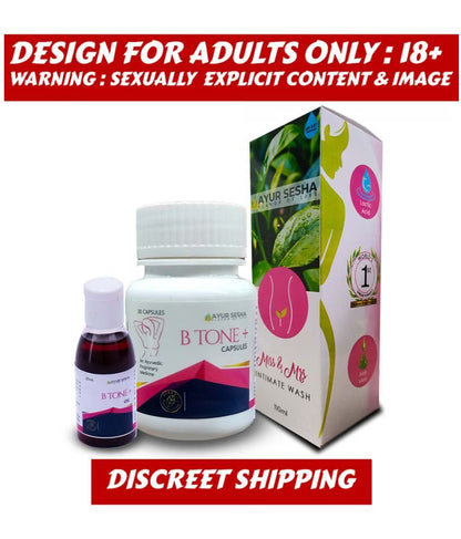 Ayurvedic B Tone Capsules, B Tone Oil & Miss & Mrs Intimate Wash Combo Pack of 3