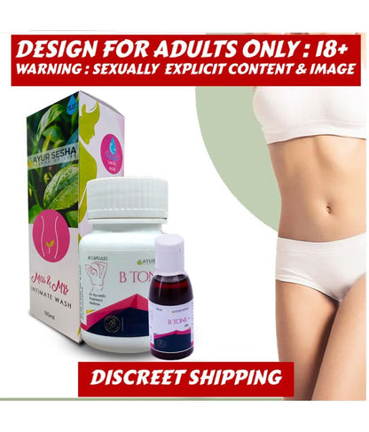 Ayurvedic B Tone Capsules, B Tone Oil & Miss & Mrs Intimate Wash Combo Pack of 3