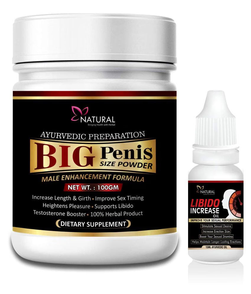 Natural Libido Booster | Big Penis Size Herbal Powder & Oil | 100% Ayurvedic