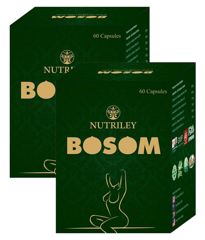 Nutriley Bosom Breast Capsules, Breast Increase Capsule, Breast Toner, 60 Capsules pack of 2