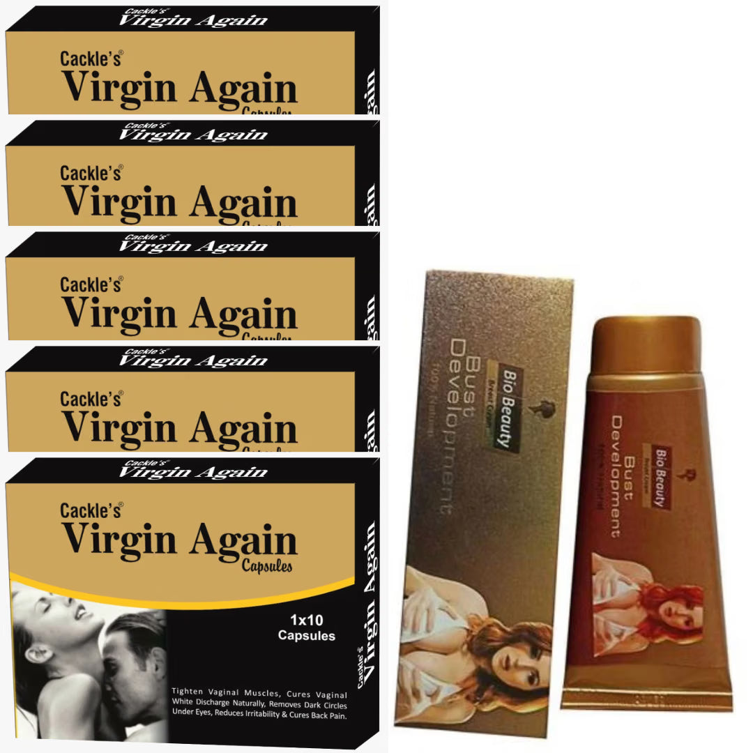 Cackle's Virgin again Herbal Capsule 10x5=50no.s & Bust Development Cream 60g Combo Pack For Women